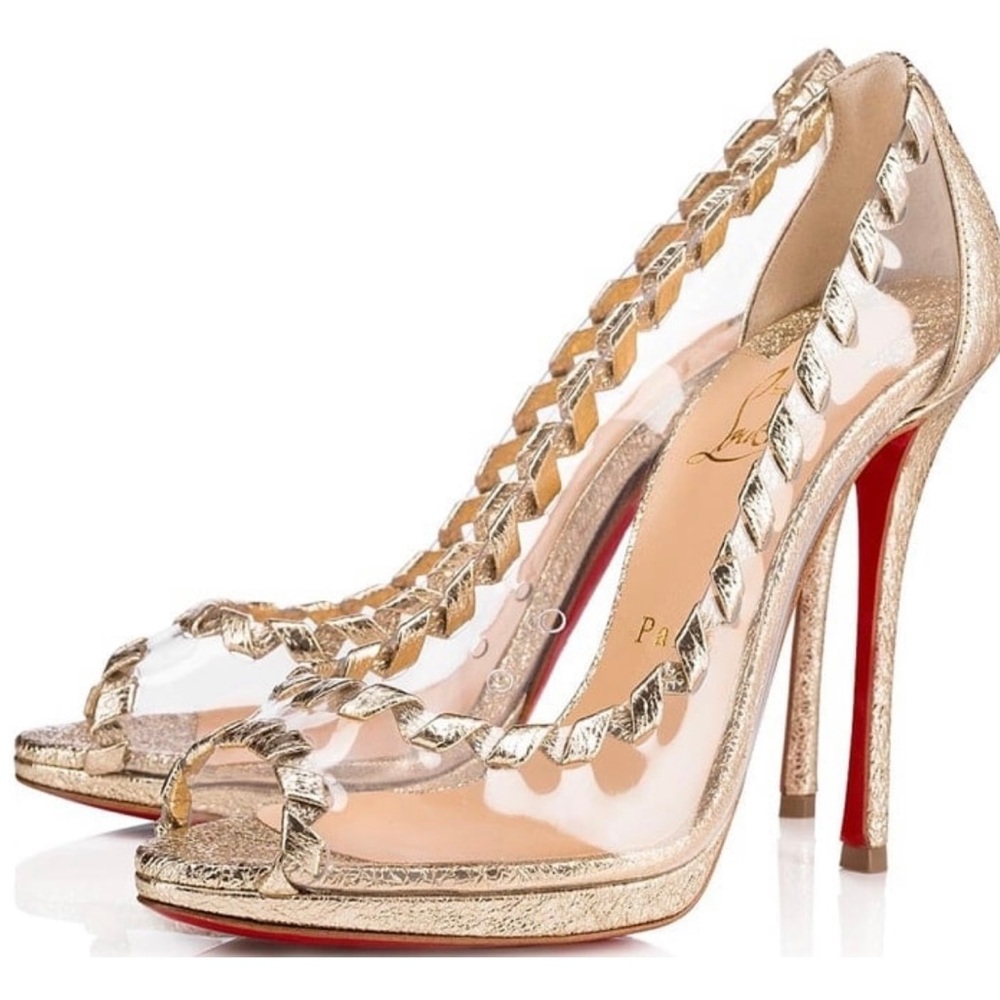 Christian Louboutin HARGARET 120 PVC Transparent Open Toe Heels Pump Shoes